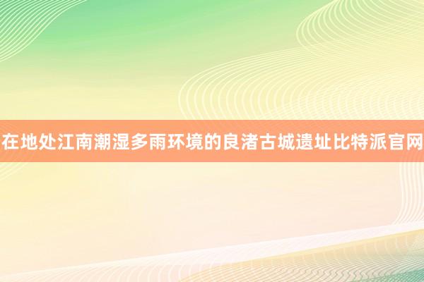 在地处江南潮湿多雨环境的良渚古城遗址比特派官网