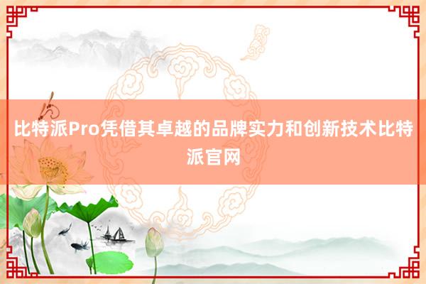 比特派Pro凭借其卓越的品牌实力和创新技术比特派官网