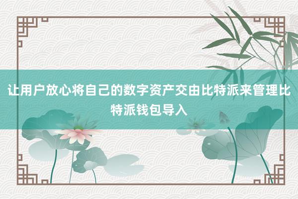 让用户放心将自己的数字资产交由比特派来管理比特派钱包导入