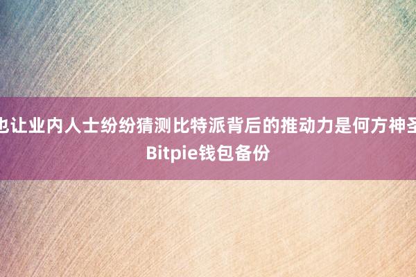 也让业内人士纷纷猜测比特派背后的推动力是何方神圣Bitpie钱包备份